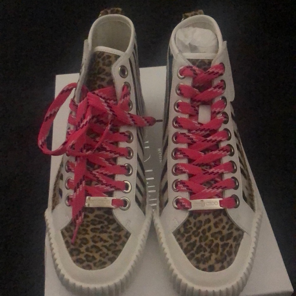 Jimmy Choo zebra print pony/micro sneakers